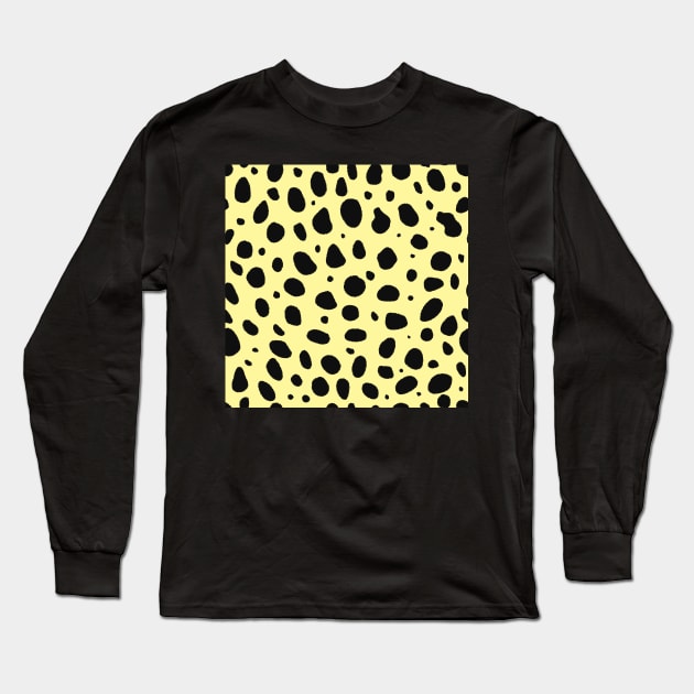 Light Yellow and Black Cheetah Print Animal Print Long Sleeve T-Shirt by YourGoods